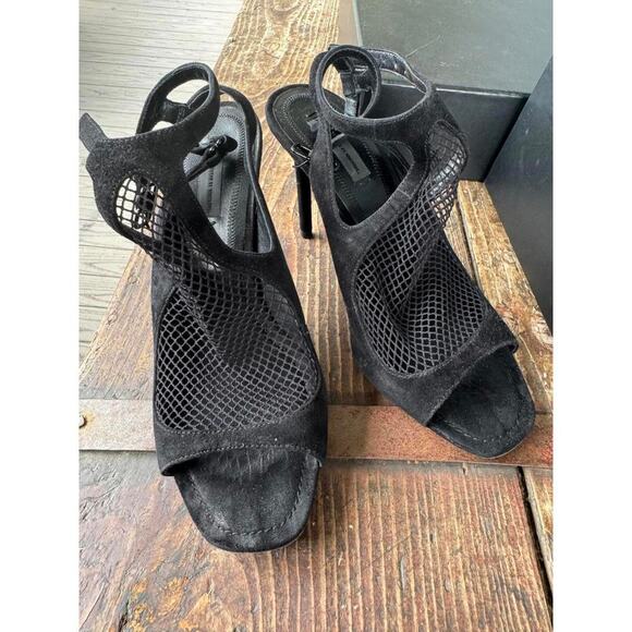 Alexander Wang black mesh & suede heels size 37 - Picture 2 of 6